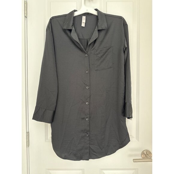 Auden size Small Satin Notch collar Nightgown Black New - Picture 2 of 4